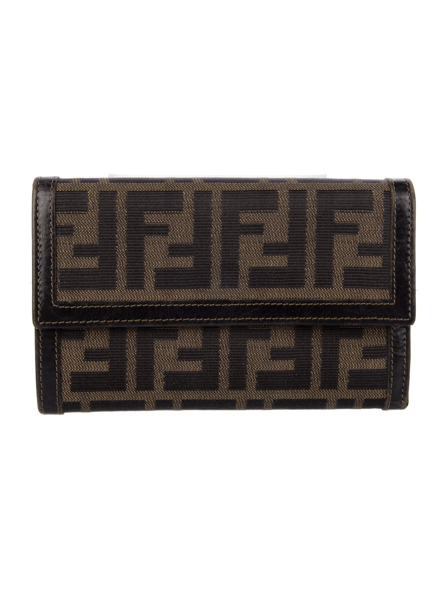 Fendi Zucca FF Logo Canvas Compact Wallet