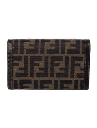 Fendi Zucca FF Logo Canvas Compact Wallet