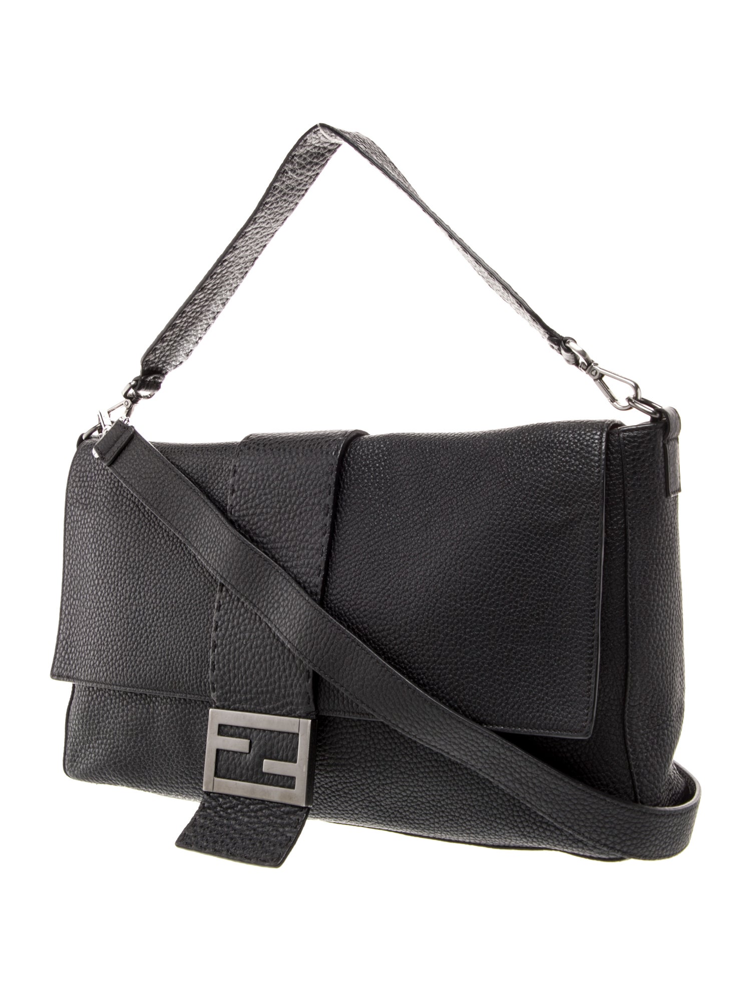 Fendi Leather Baguette Messenger Bag XL