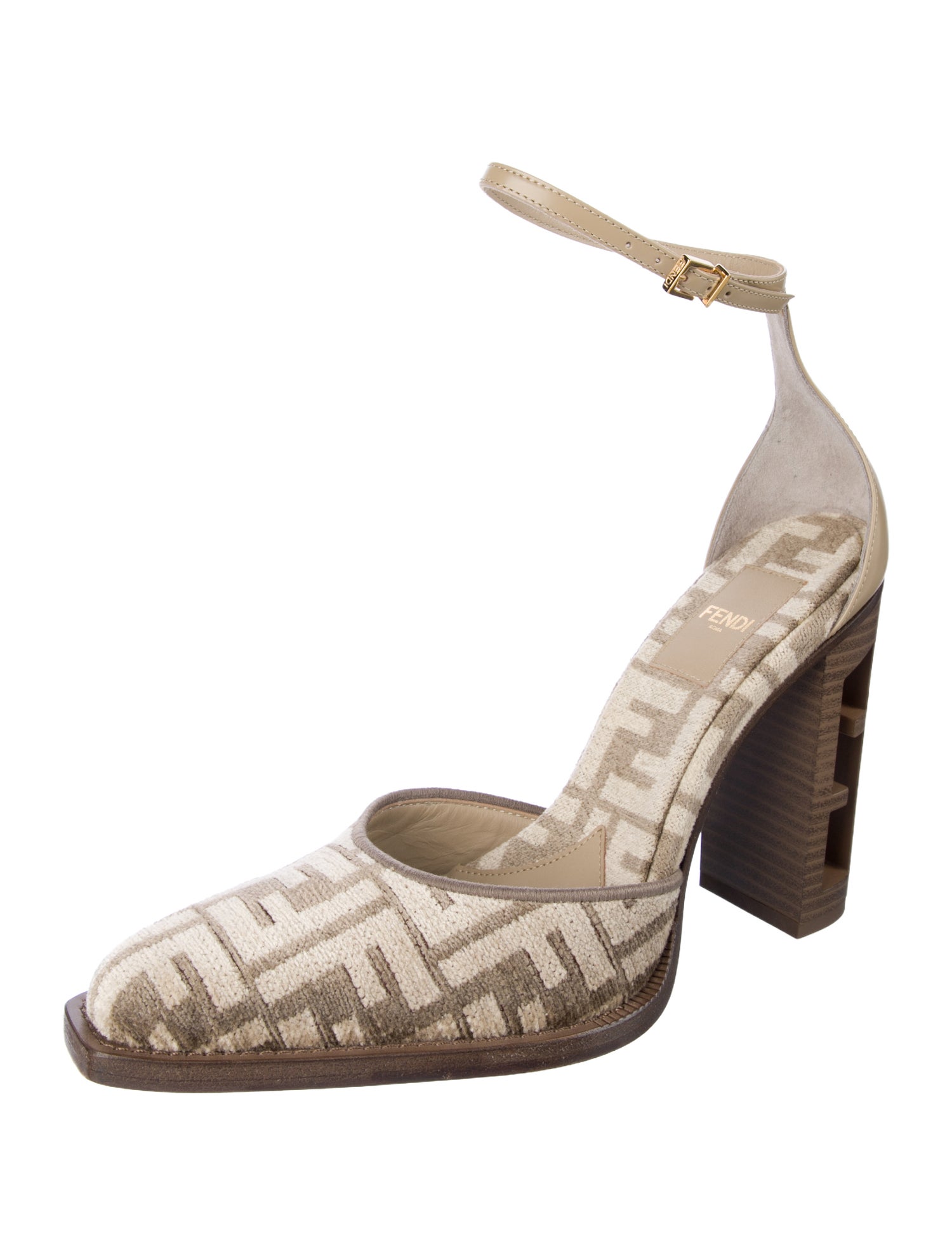 Fendi Zucca FF Logo Velvet D'Orsay Pumps