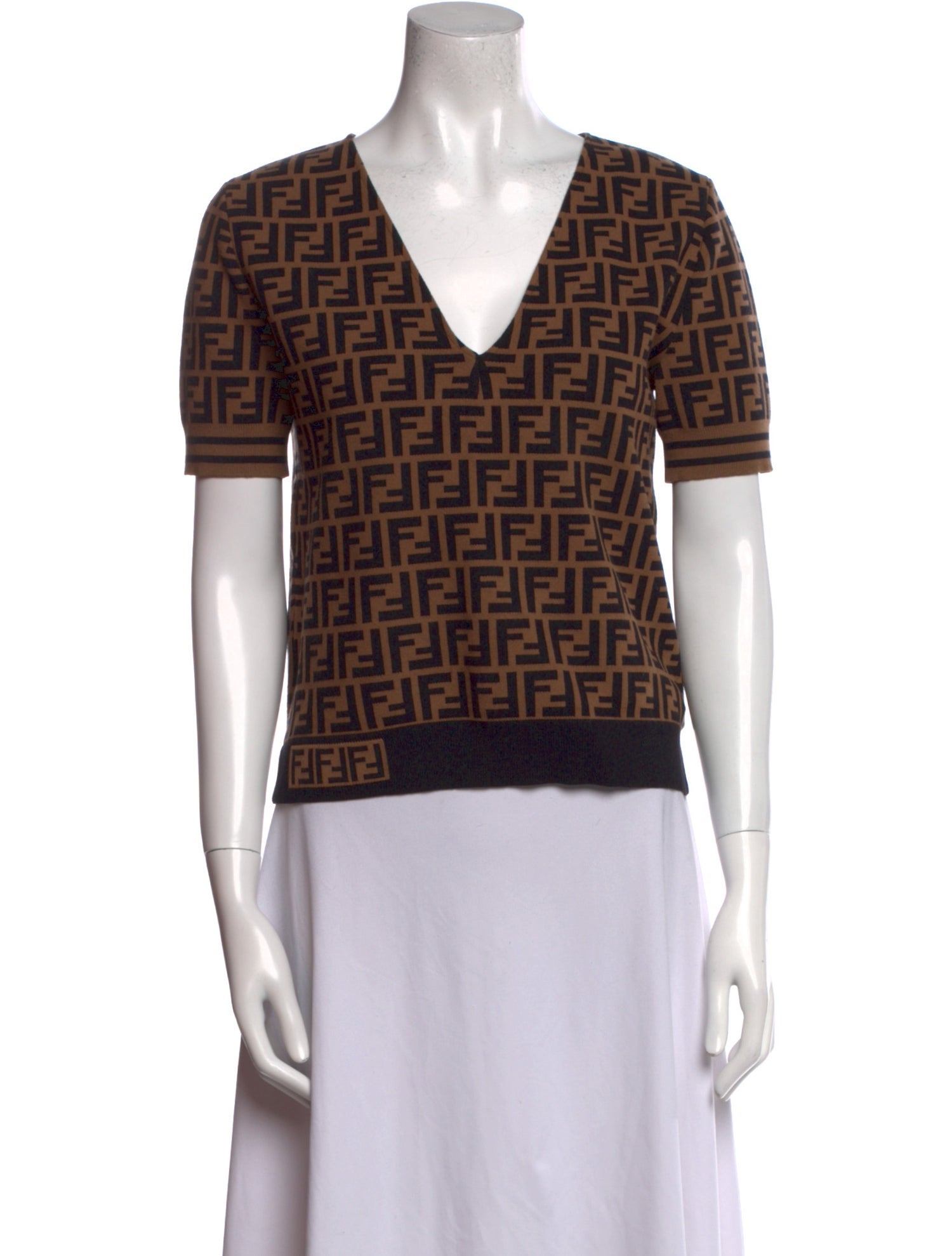 Fendi Printed V-Neck Top