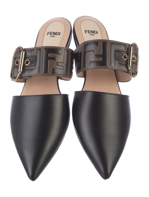 Fendi Zucca FF Logo Leather Slides