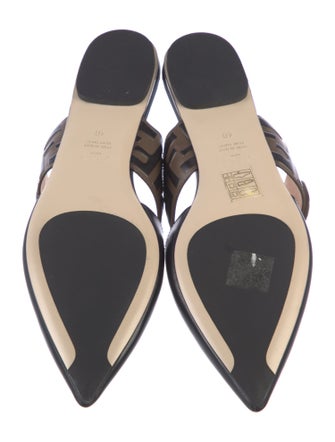 Fendi Zucca FF Logo Leather Slides