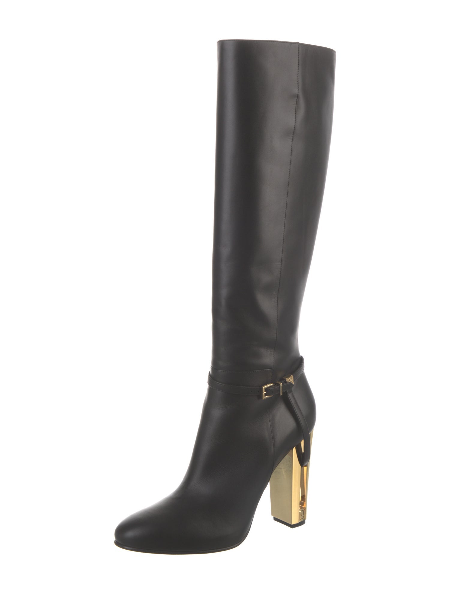 Fendi Pequin Pattern Leather Boots