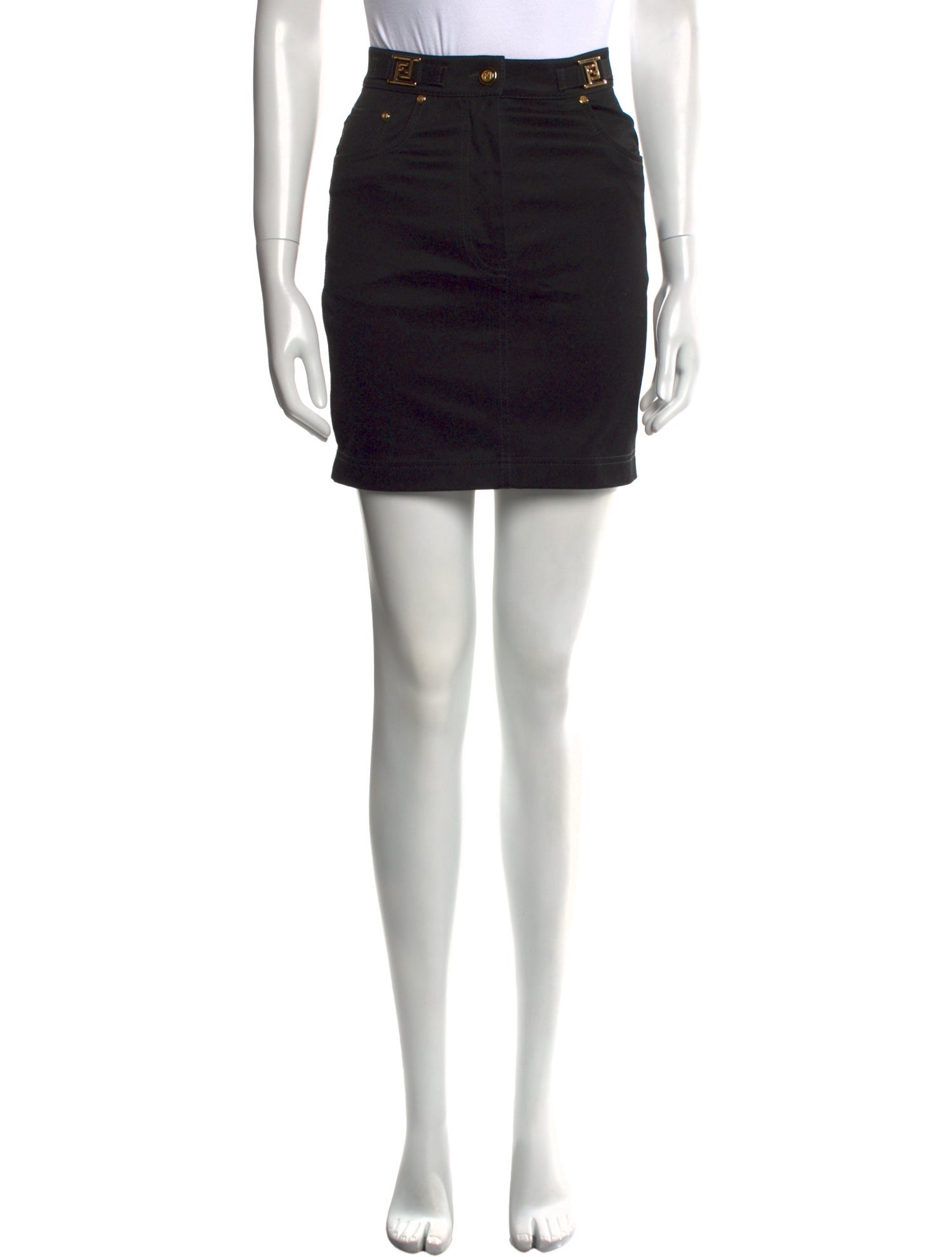 Fendi Leather Trim Embellishment Mini Skirt w/ Tags