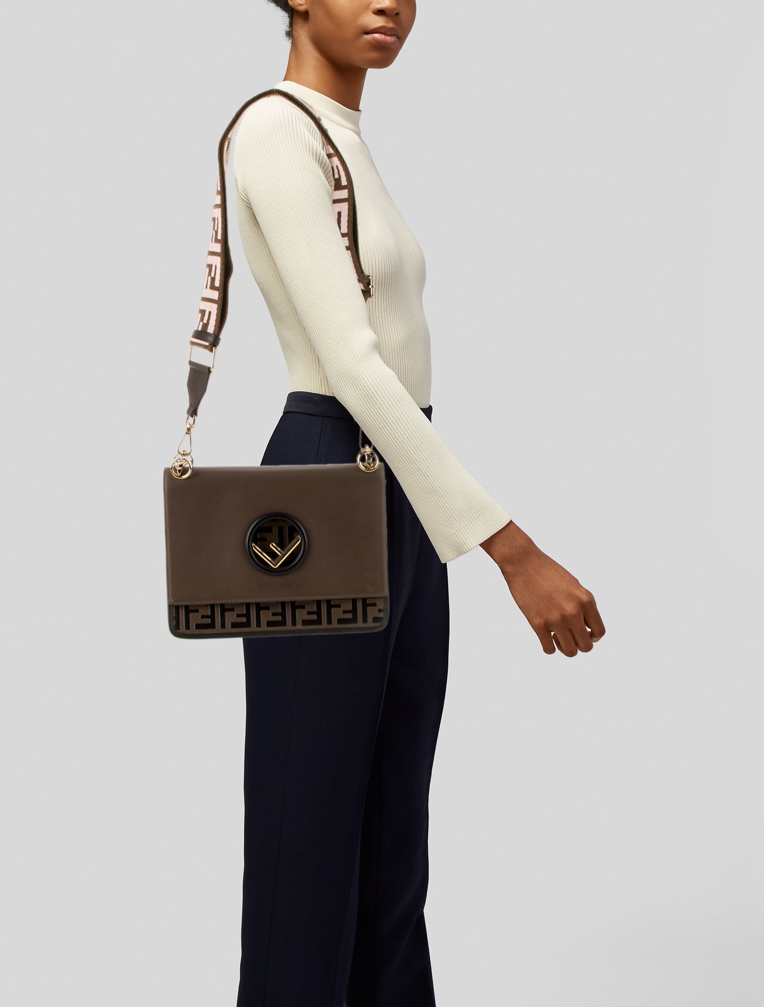 Fendi Leather Kan I F shoulder bag
