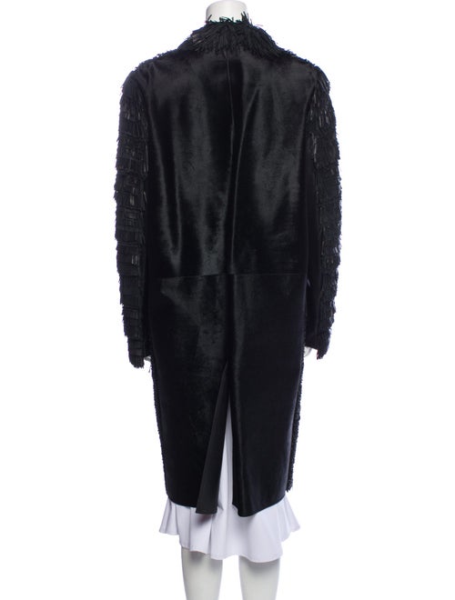 Fendi Calf Leather Tweed Pattern Faux Fur Coat