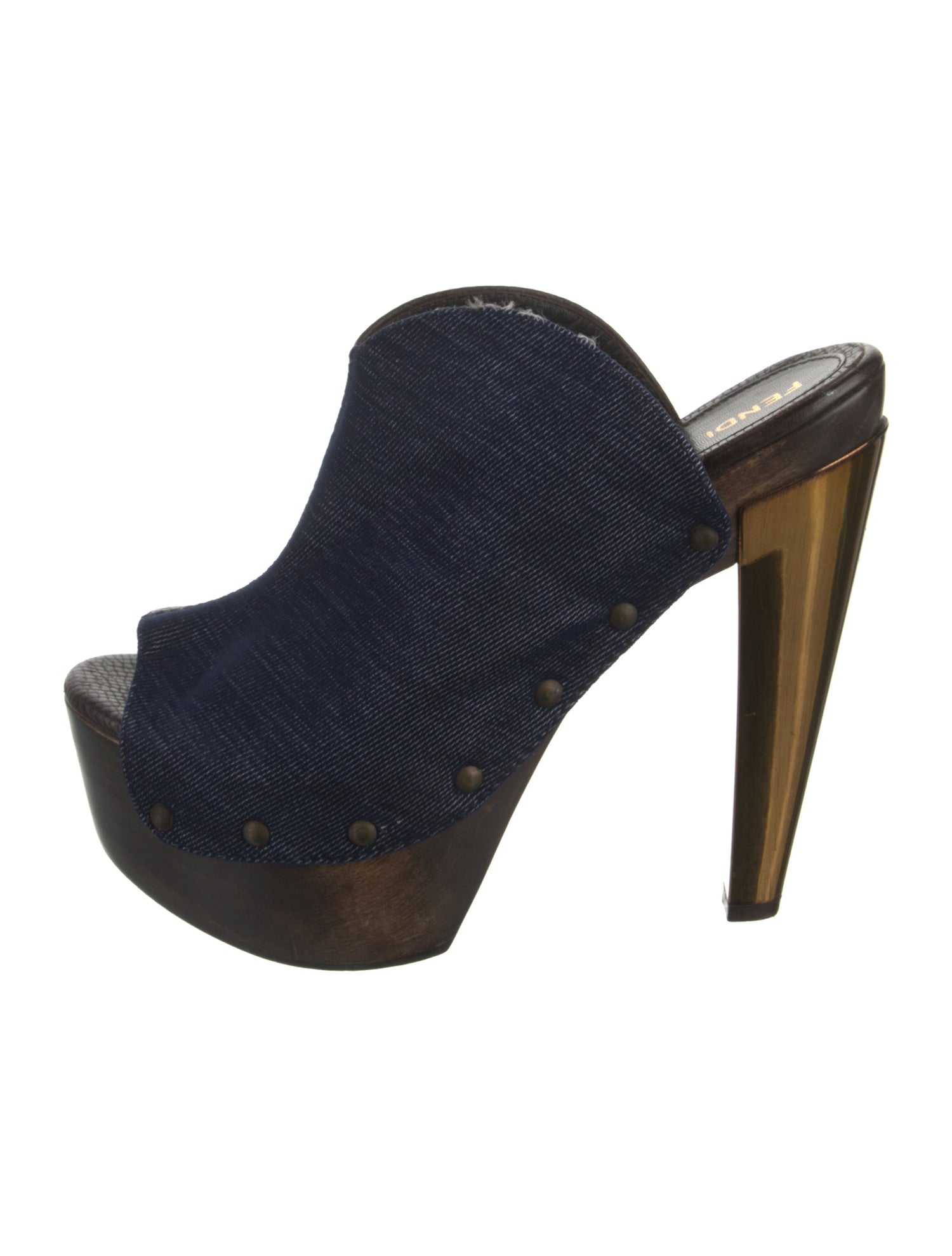 Fendi Leather Studded Accents Mules