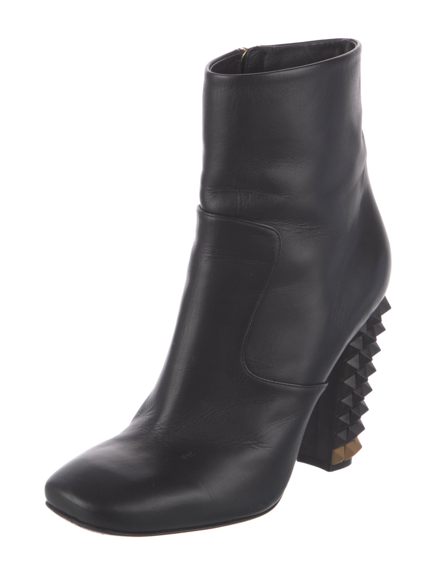 Fendi Rockstud Accents Leather Boots