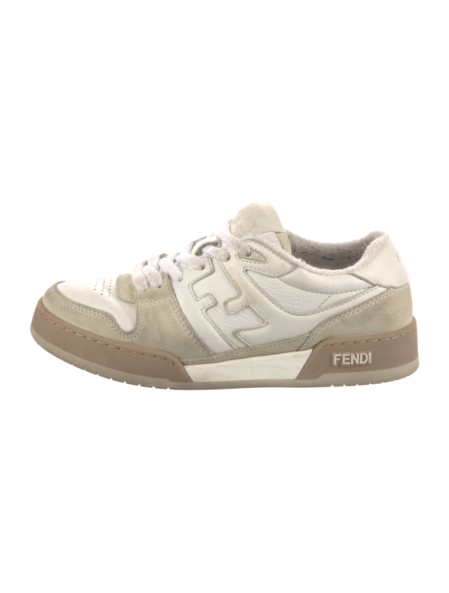 Fendi Leather Colorblock Pattern Sneakers