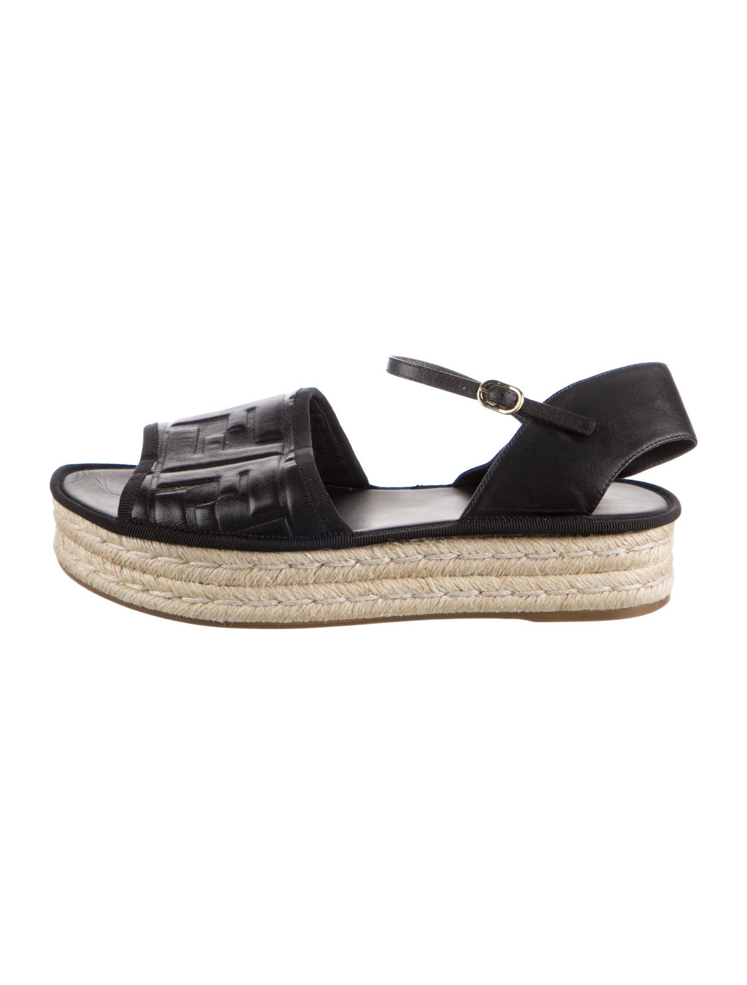 Fendi Zucca FF Logo Leather Espadrilles