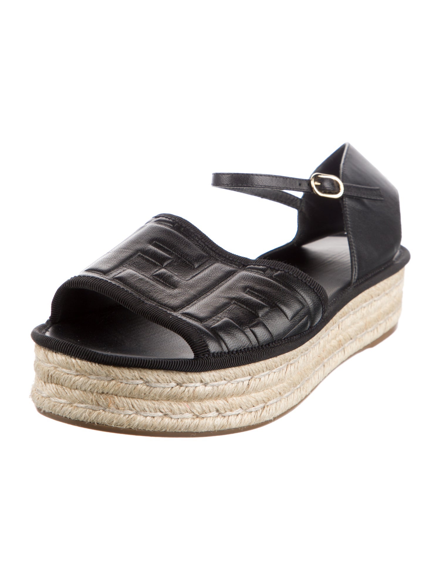 Fendi Zucca FF Logo Leather Espadrilles