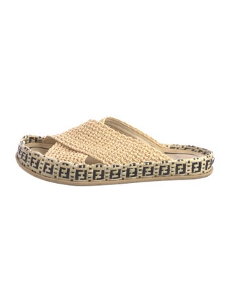 Fendi Zucca FF Logo Raffia Espadrilles
