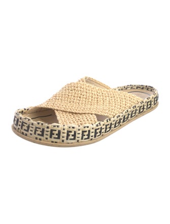 Fendi Zucca FF Logo Raffia Espadrilles