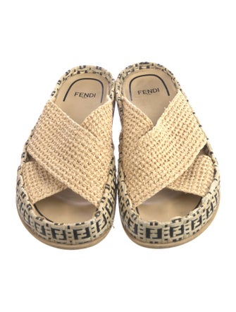 Fendi Zucca FF Logo Raffia Espadrilles