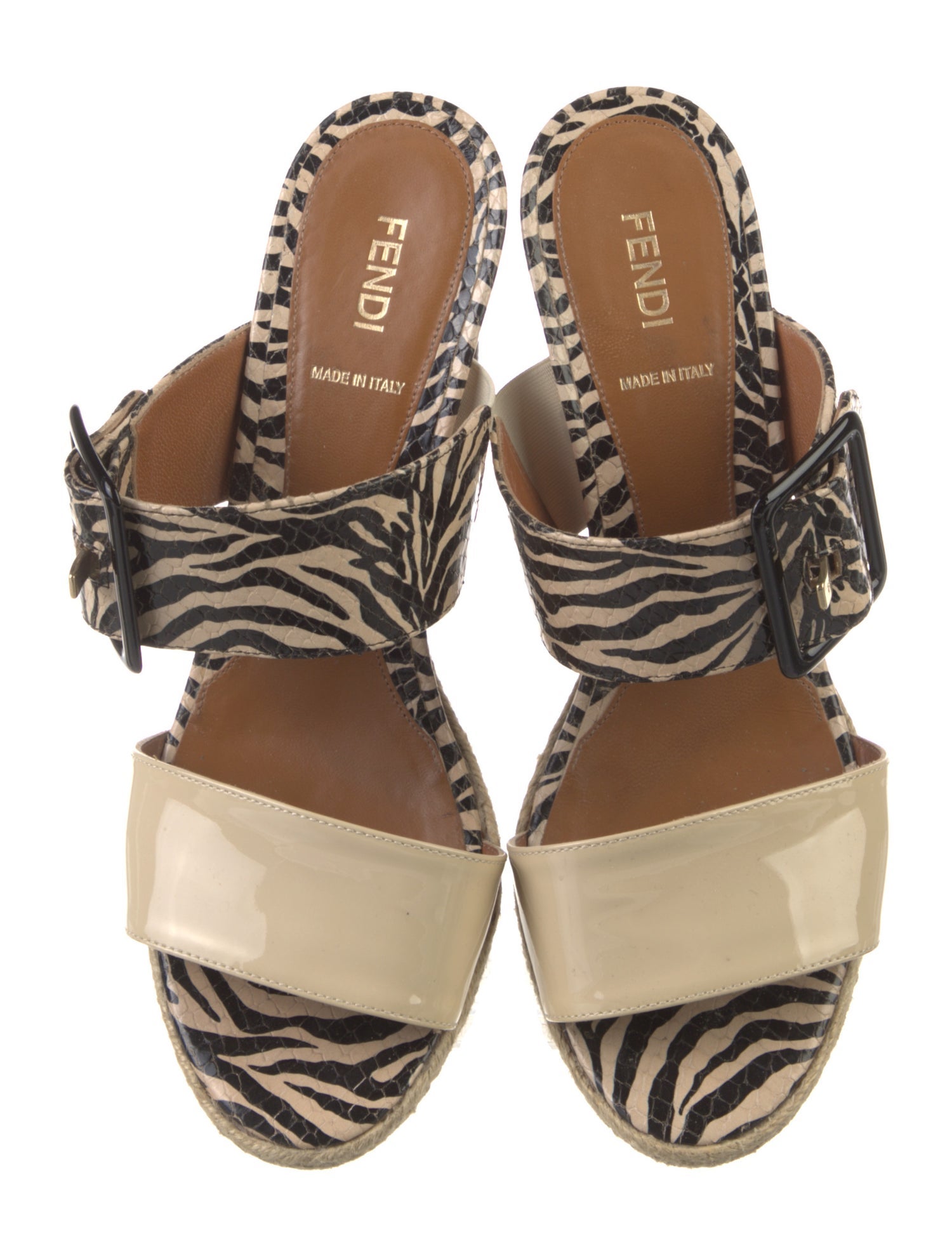 Fendi Zucca FF Logo Patent Leather Espadrilles