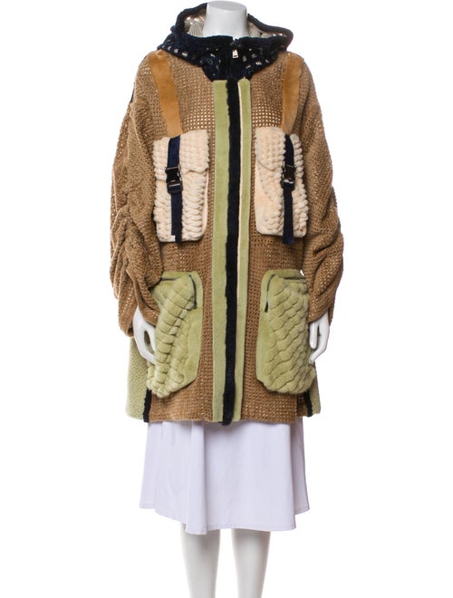 Fendi Lamb Leather Colorblock Pattern Fur Coat w/ Tags