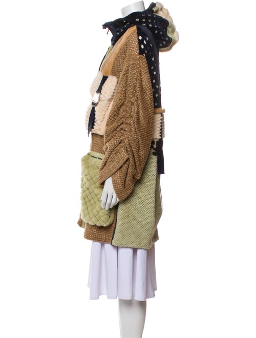 Fendi Lamb Leather Colorblock Pattern Fur Coat w/ Tags