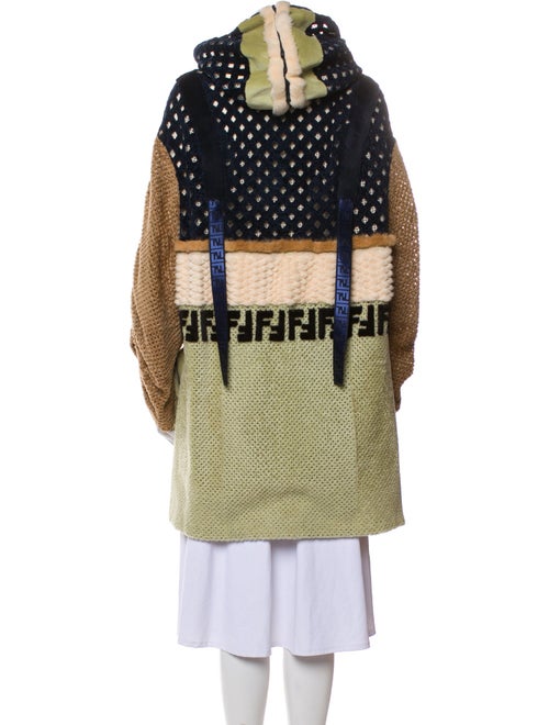 Fendi Lamb Leather Colorblock Pattern Fur Coat w/ Tags