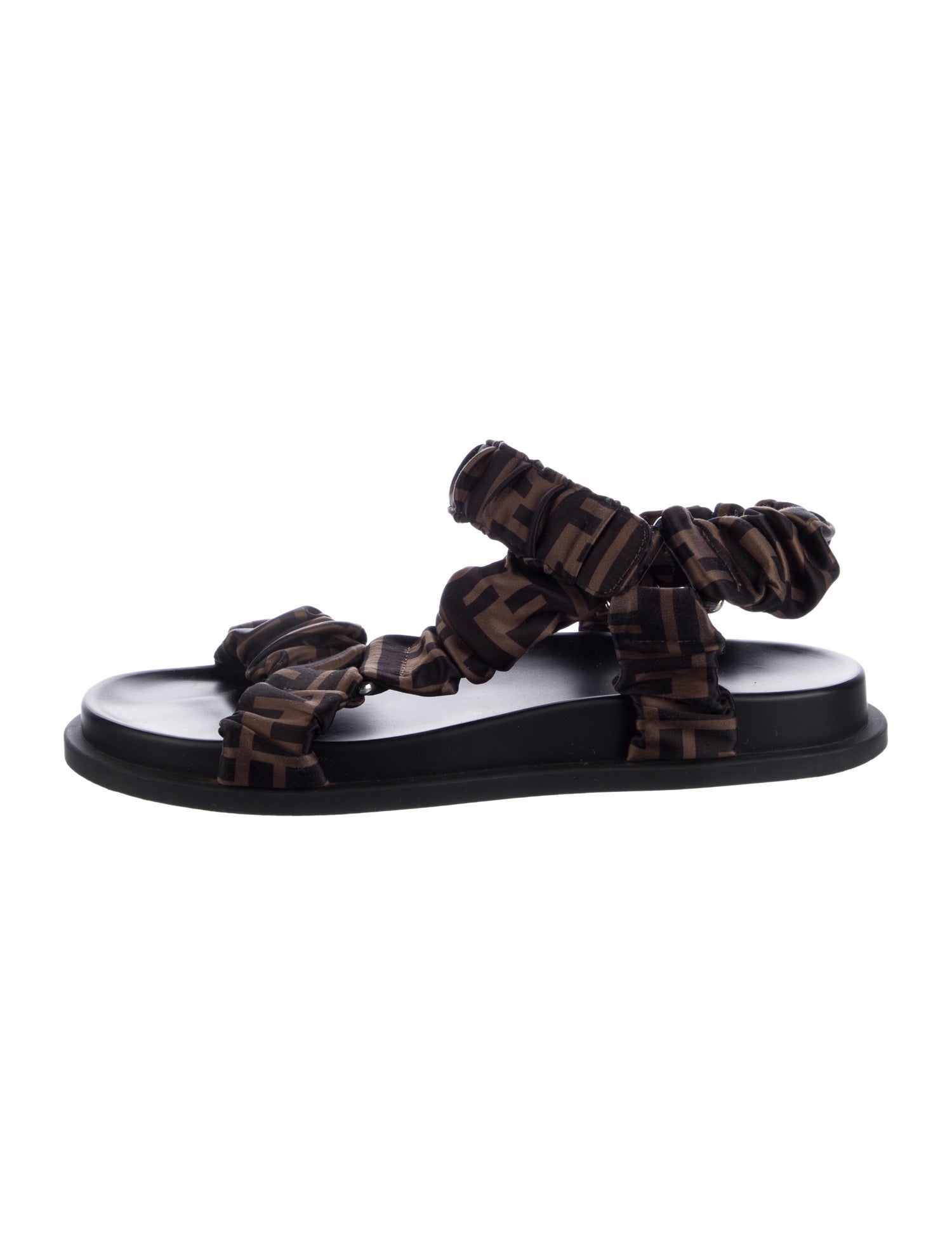 Fendi Zucca FF Logo Satin Sandals