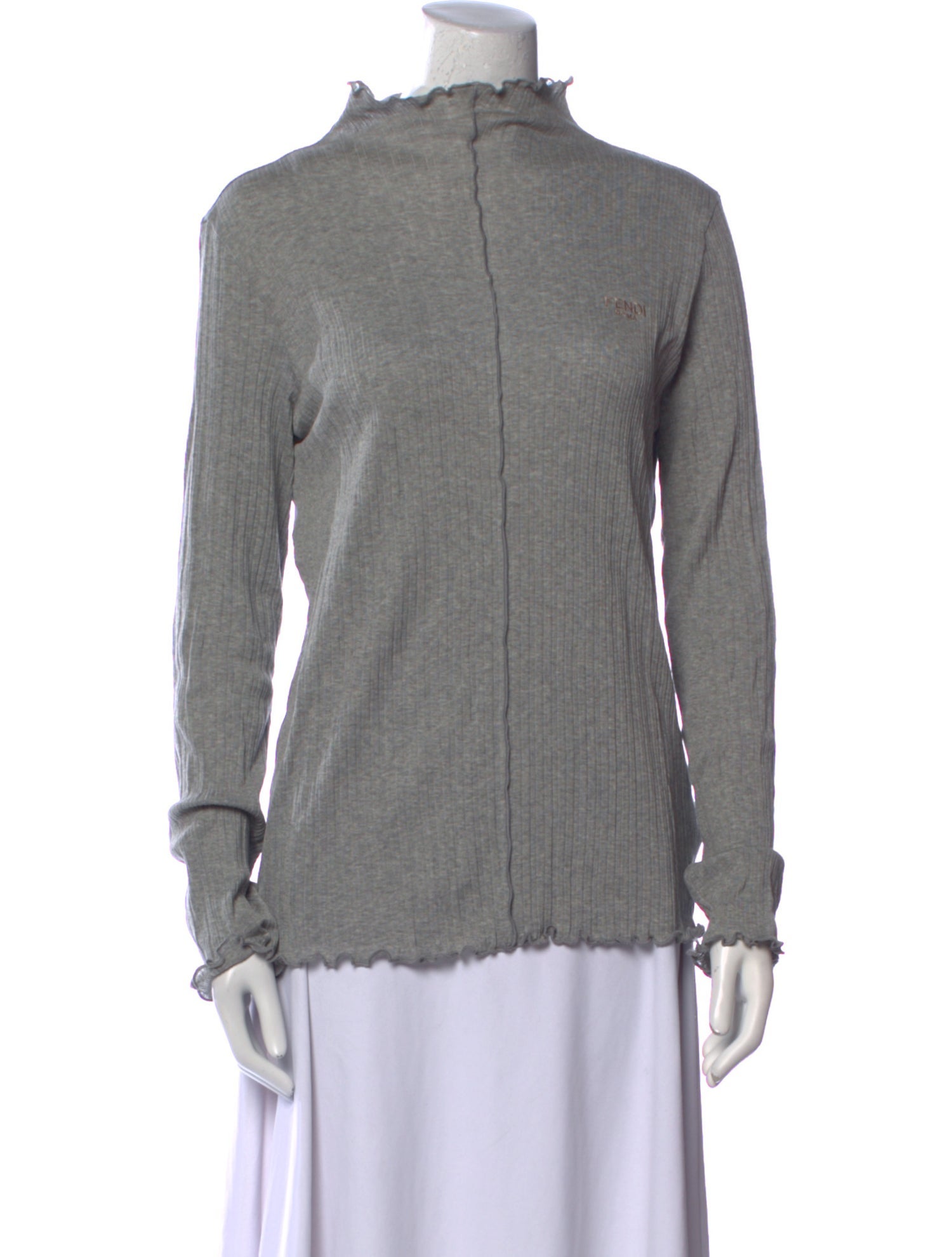 Fendi Mock Neck Long Sleeve Sweatshirt