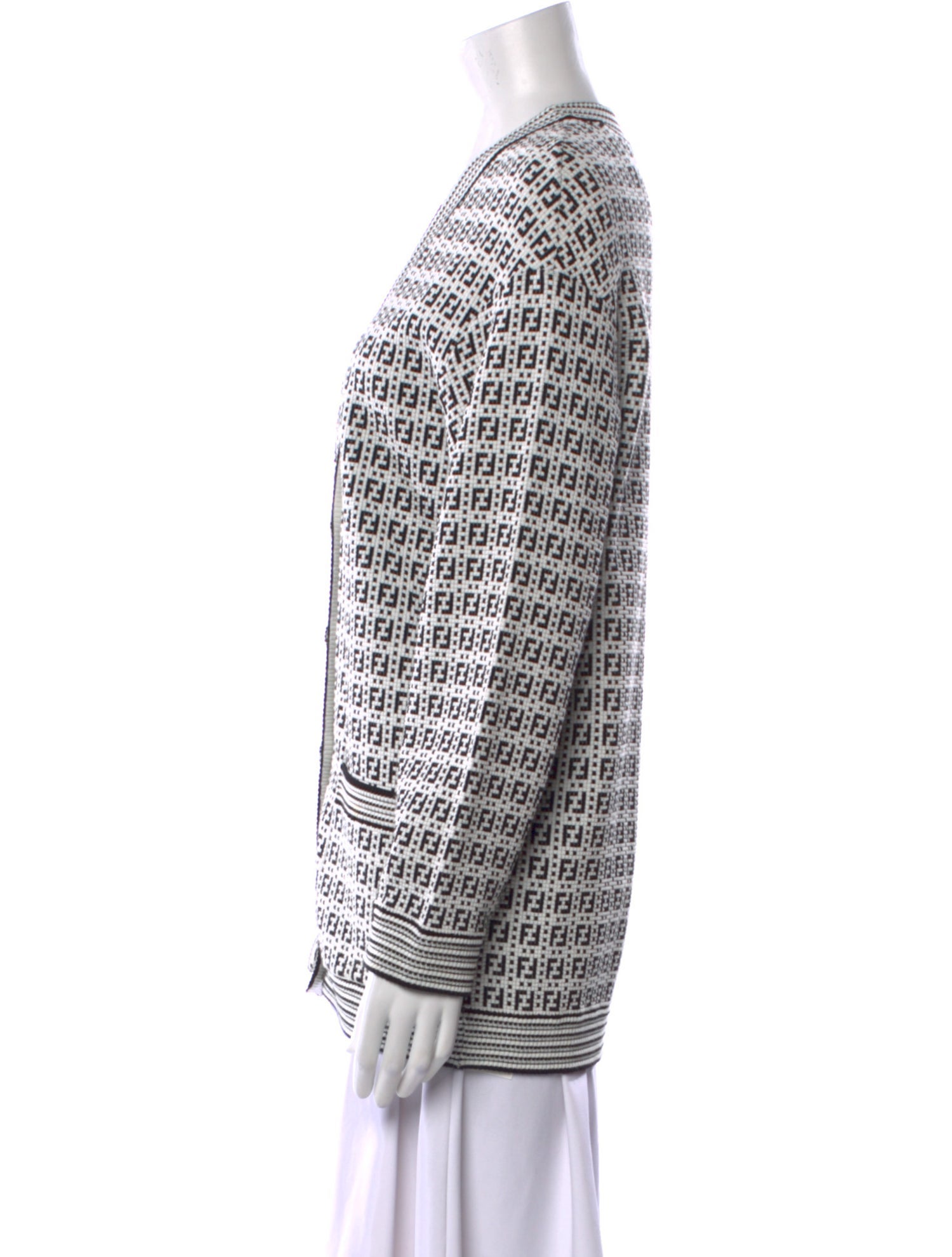 Fendi Plaid Print V-Neck Sweater