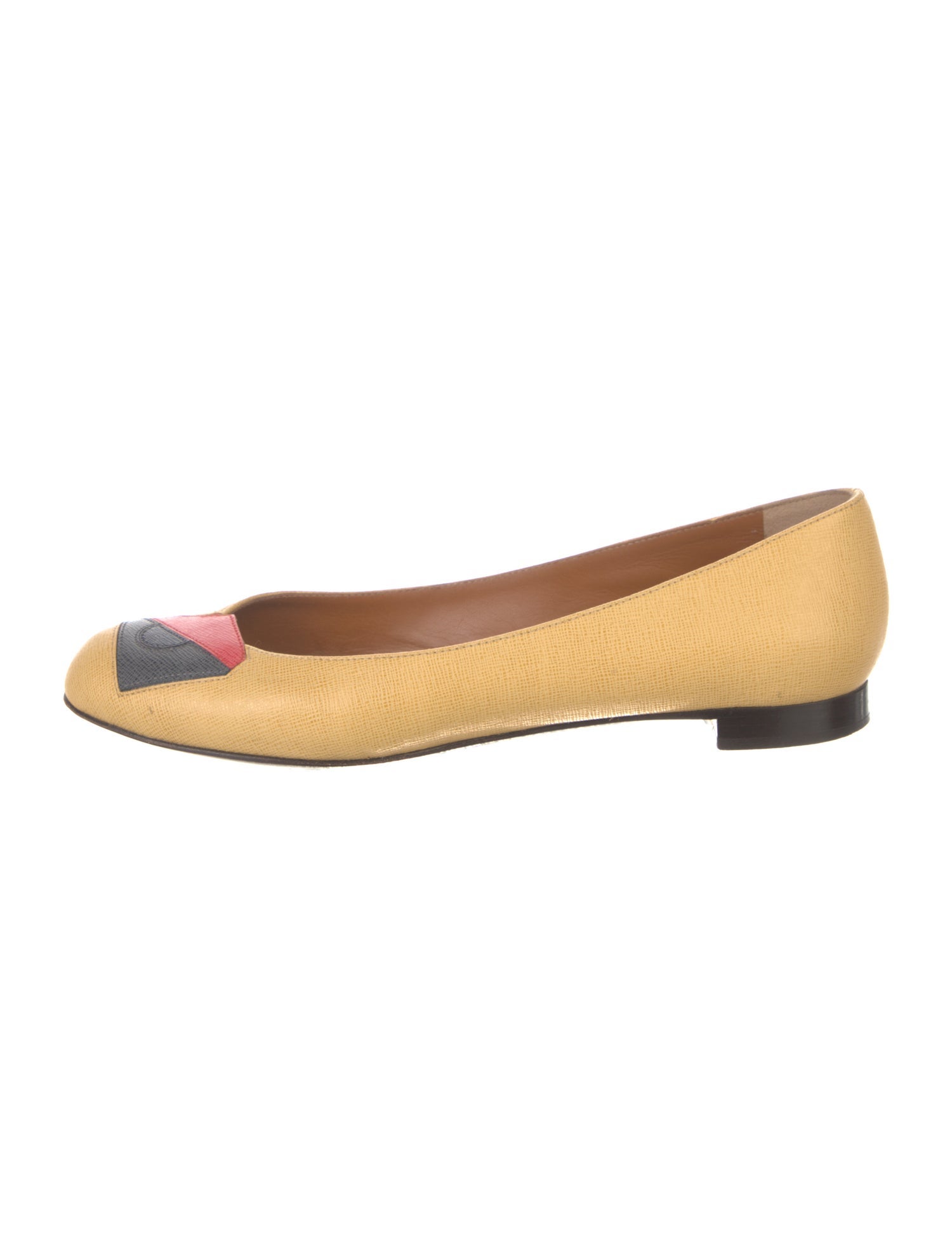 Fendi Leather Colorblock Pattern Ballet Flats