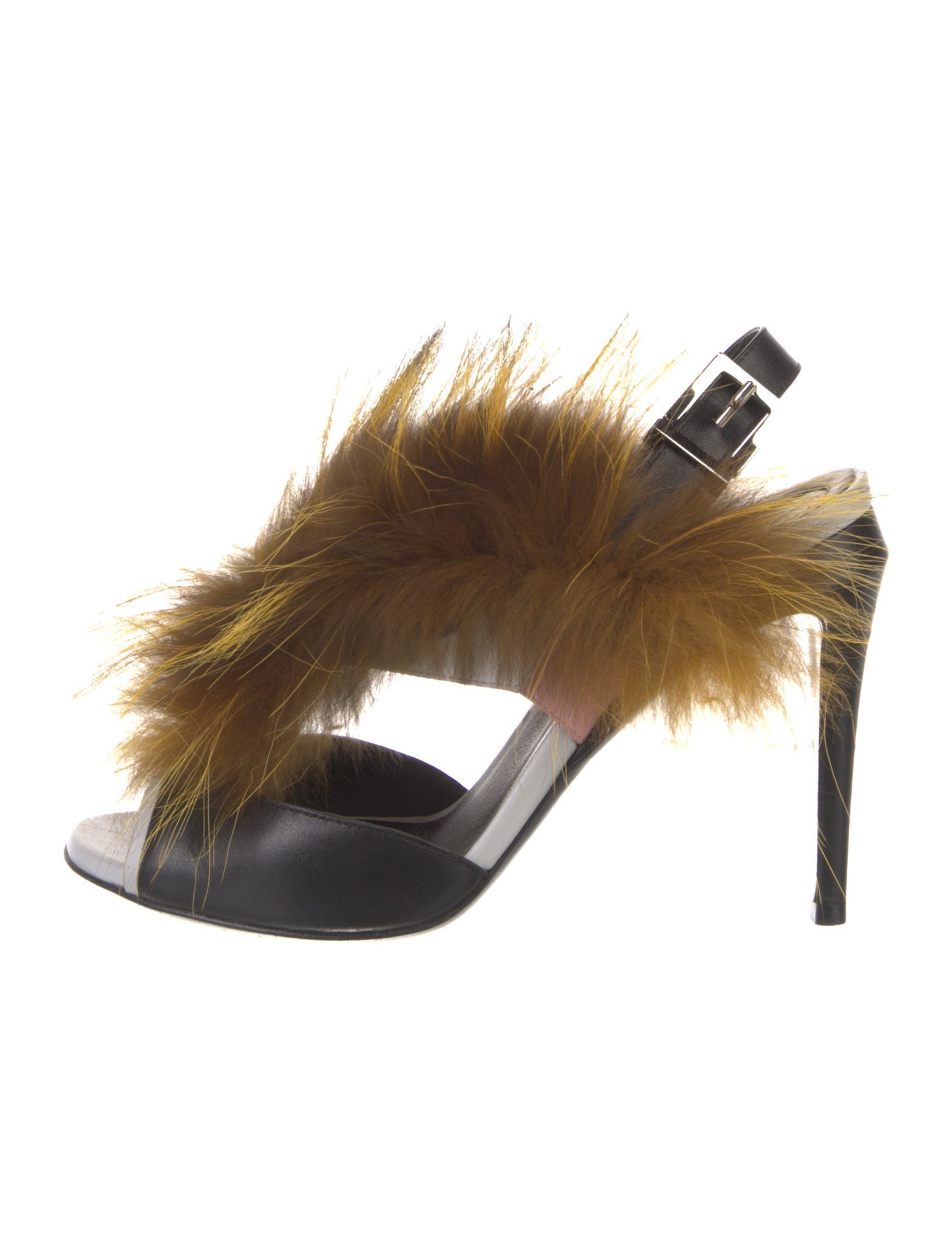 Fendi Leather Striped Slingback Sandals