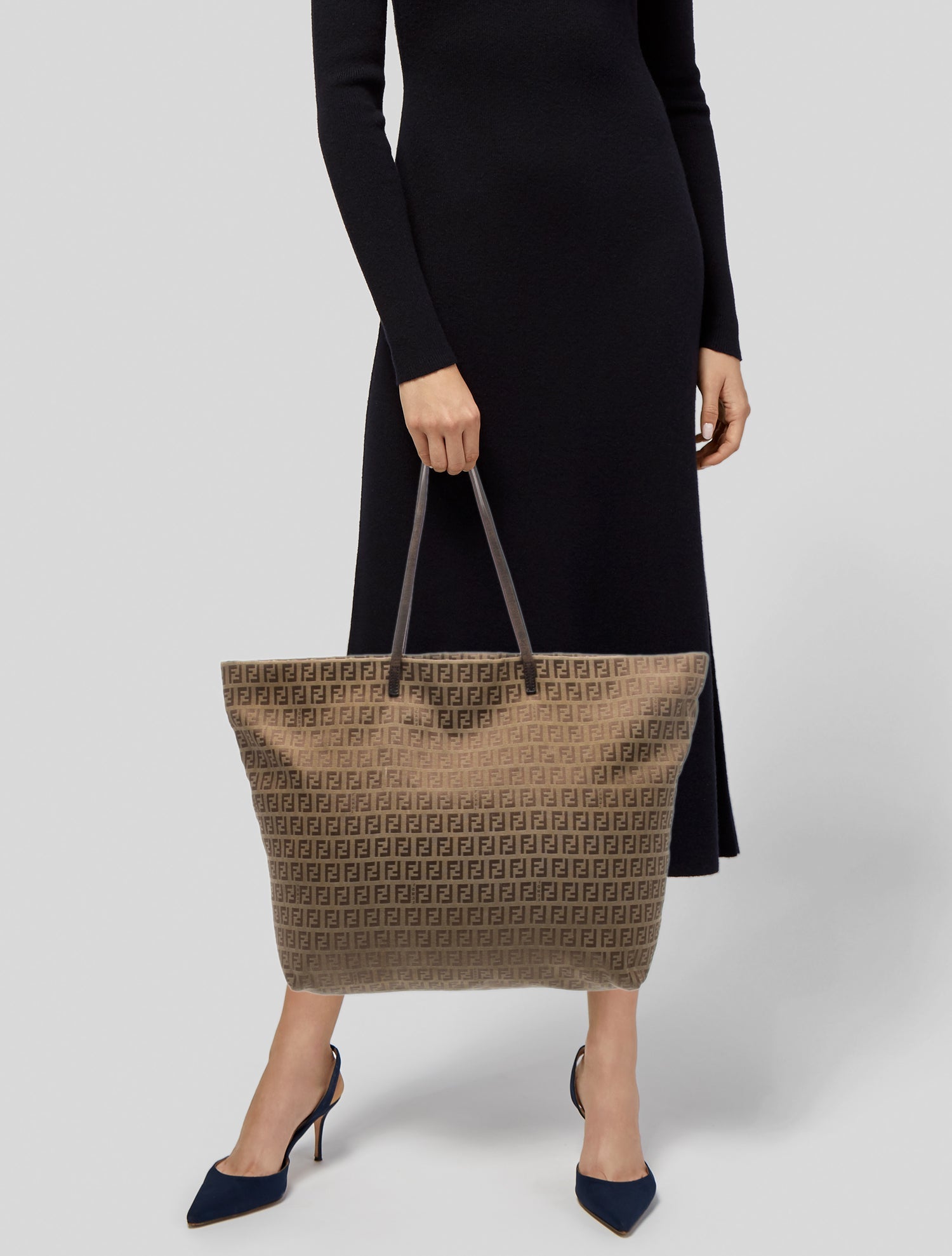 Fendi Zucchino FF Roll Tote Vintage