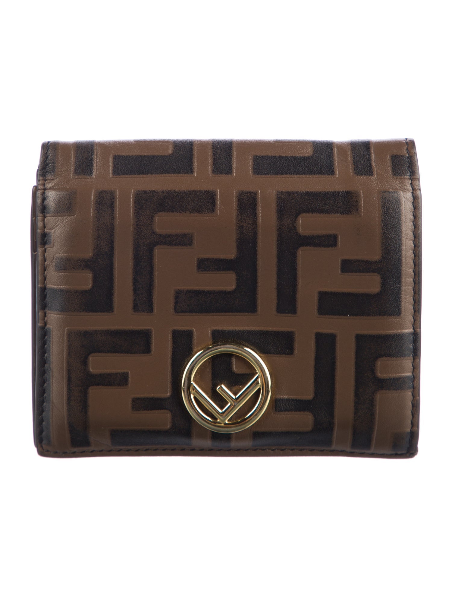 Fendi 2020 Zucca FF Logo Compact Wallet