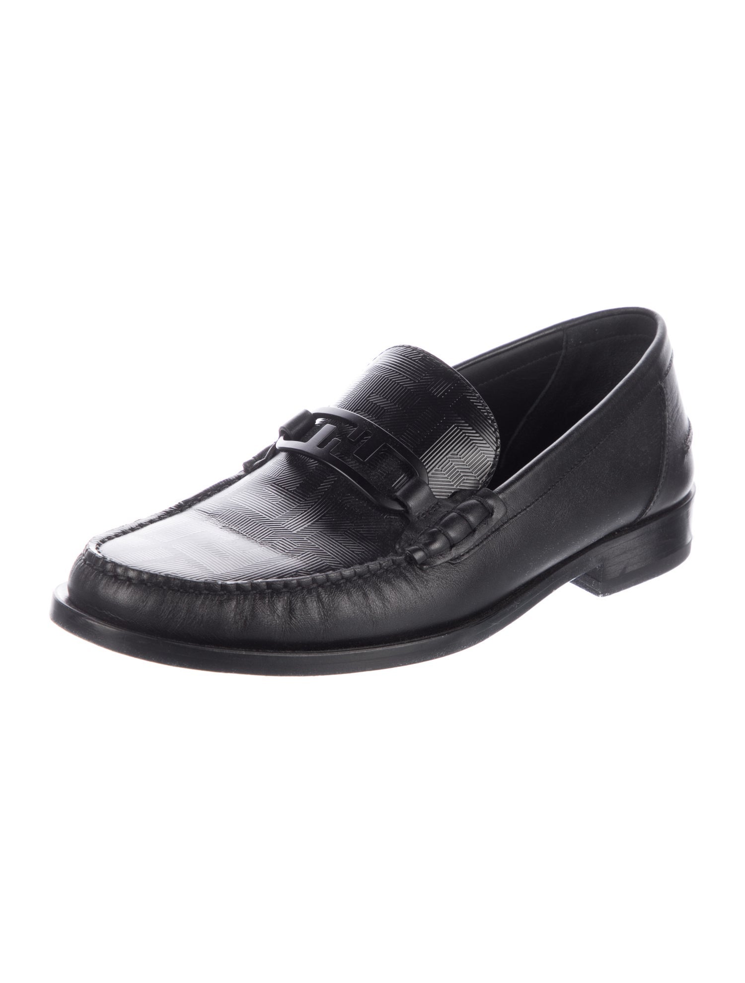 Fendi Zucca FF Logo Leather Dress Loafers
