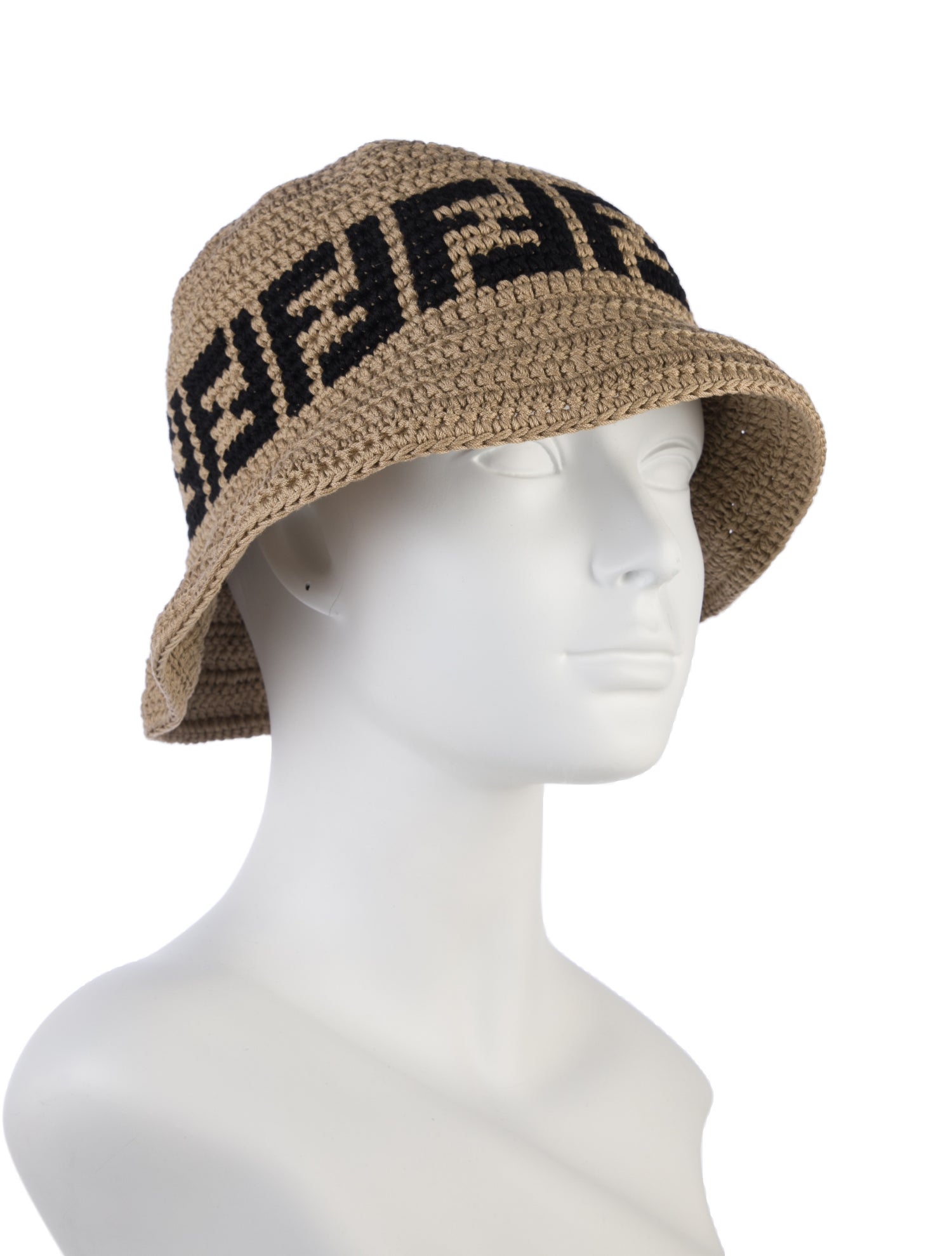 Fendi Zucca FF Logo Crochet Bucket Hat
