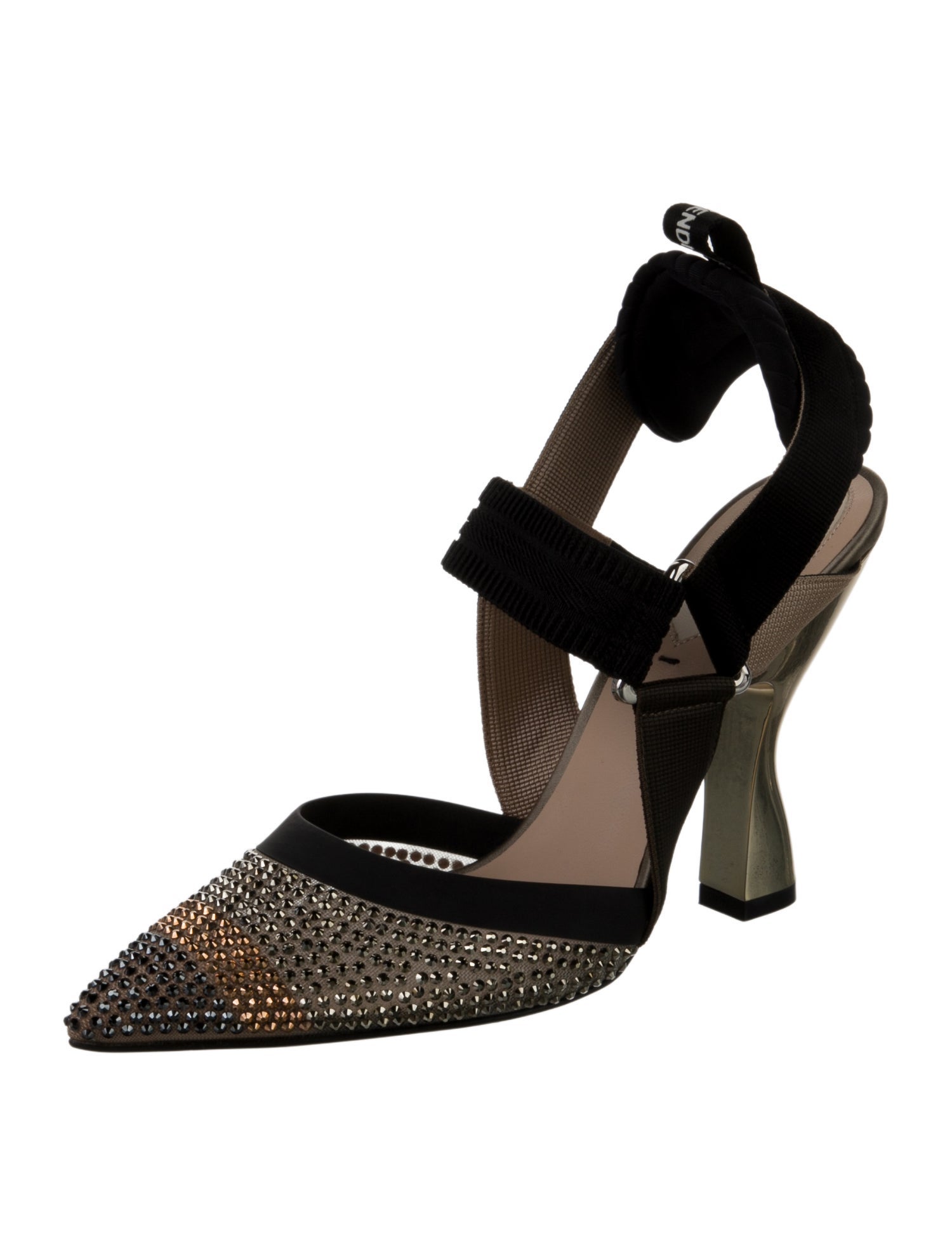 Fendi Crystal Embellishments D'Orsay Pumps