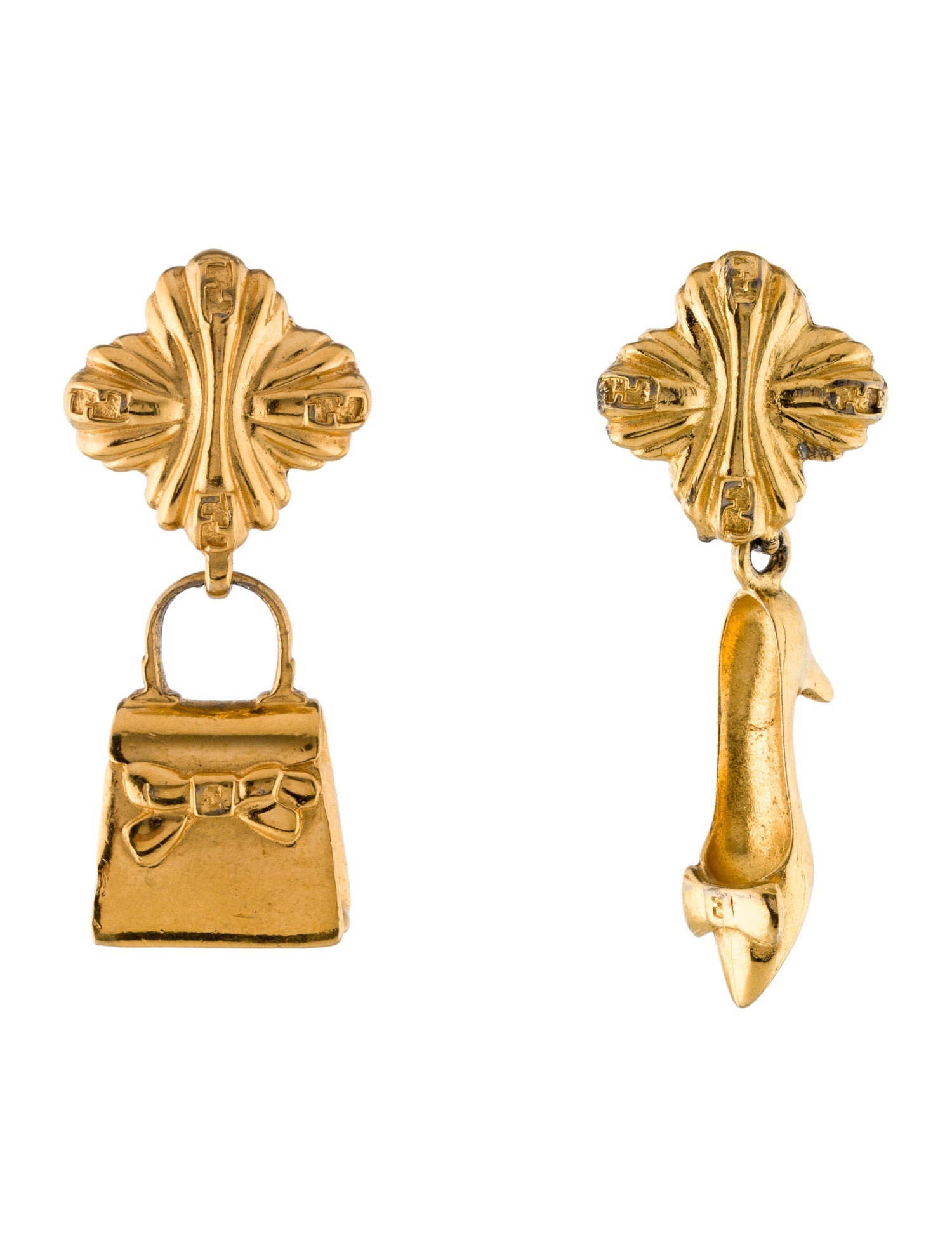 Fendi Vintage Purse & Shoe Clip-On Earrings