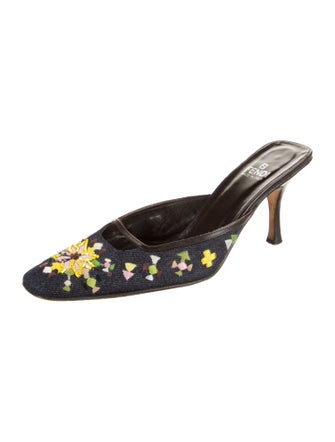 Fendi Zucca FF Logo Denim Mules