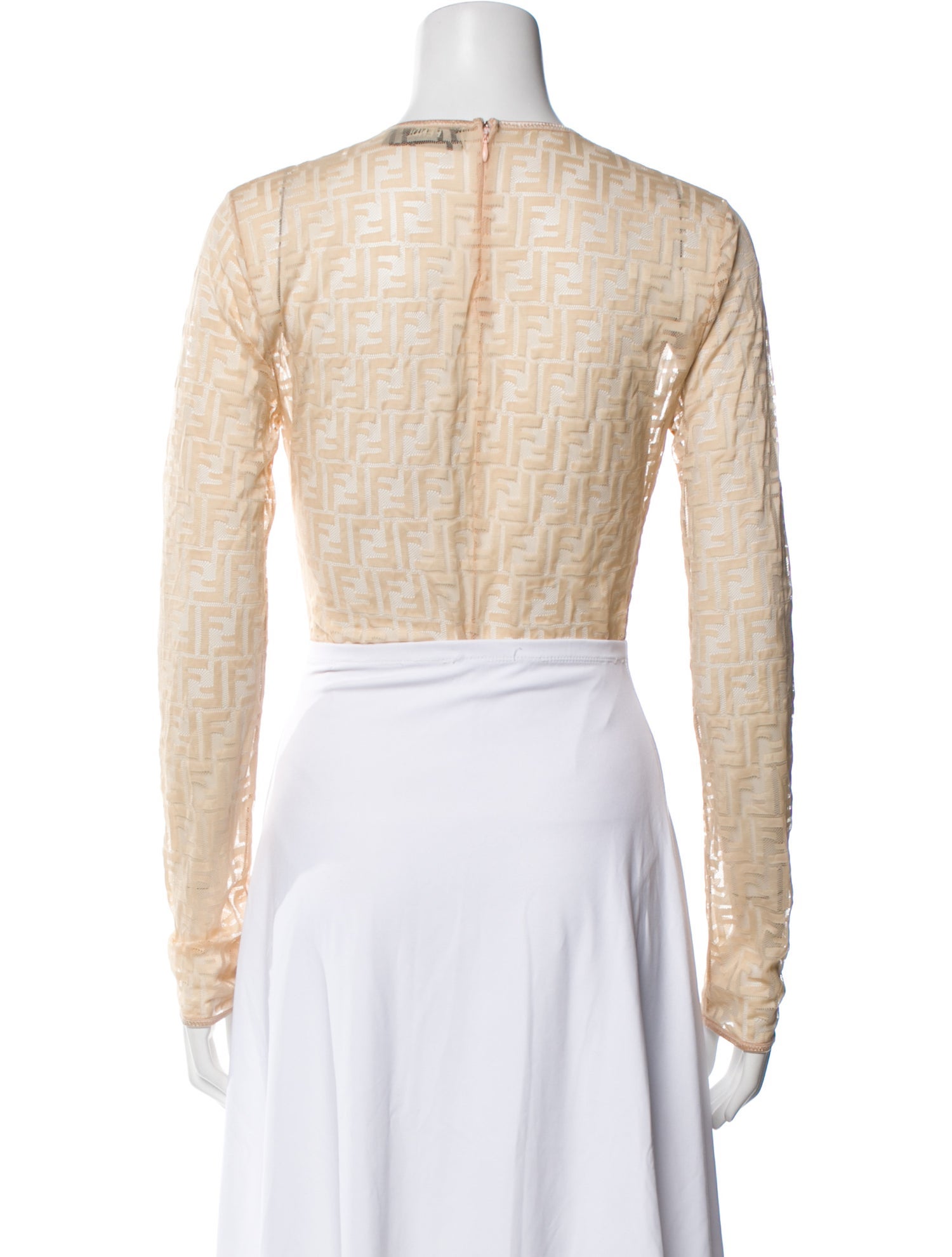 Fendi Crew Neck Long Sleeve Crop Top