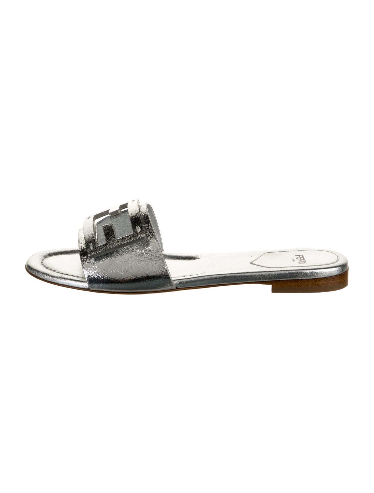 Fendi Zucca FF Logo Leather Slides