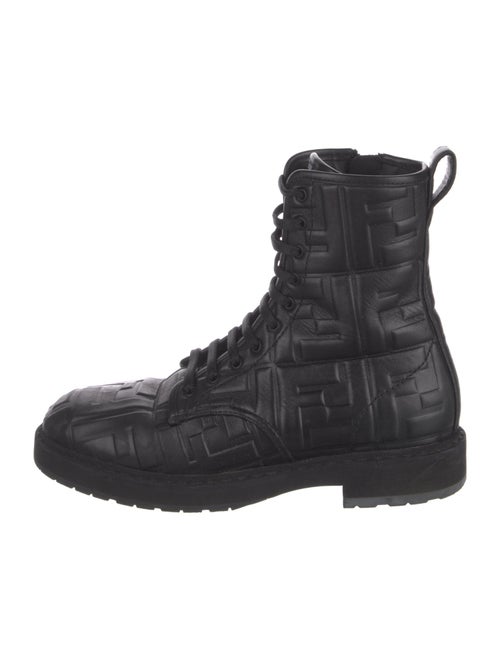 Fendi Zucca FF Logo Leather Combat Boots