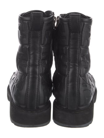 Fendi Zucca FF Logo Leather Combat Boots