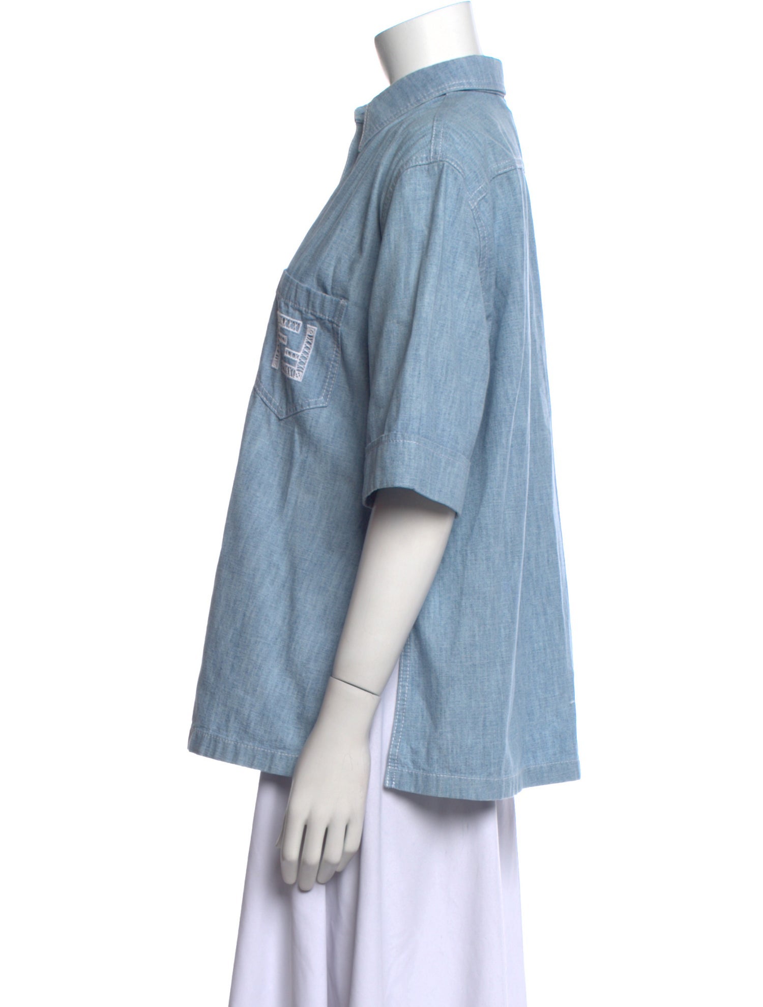 Fendi Short Sleeve Button-Up Top