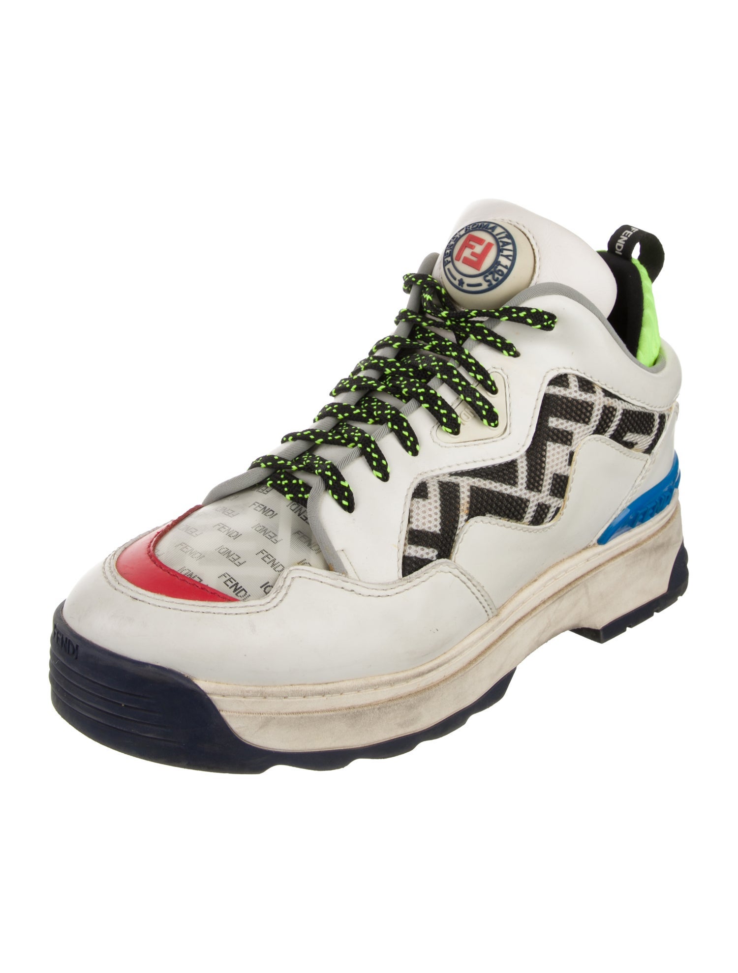 Fendi Zucca FF Logo Leather Chunky Sneakers