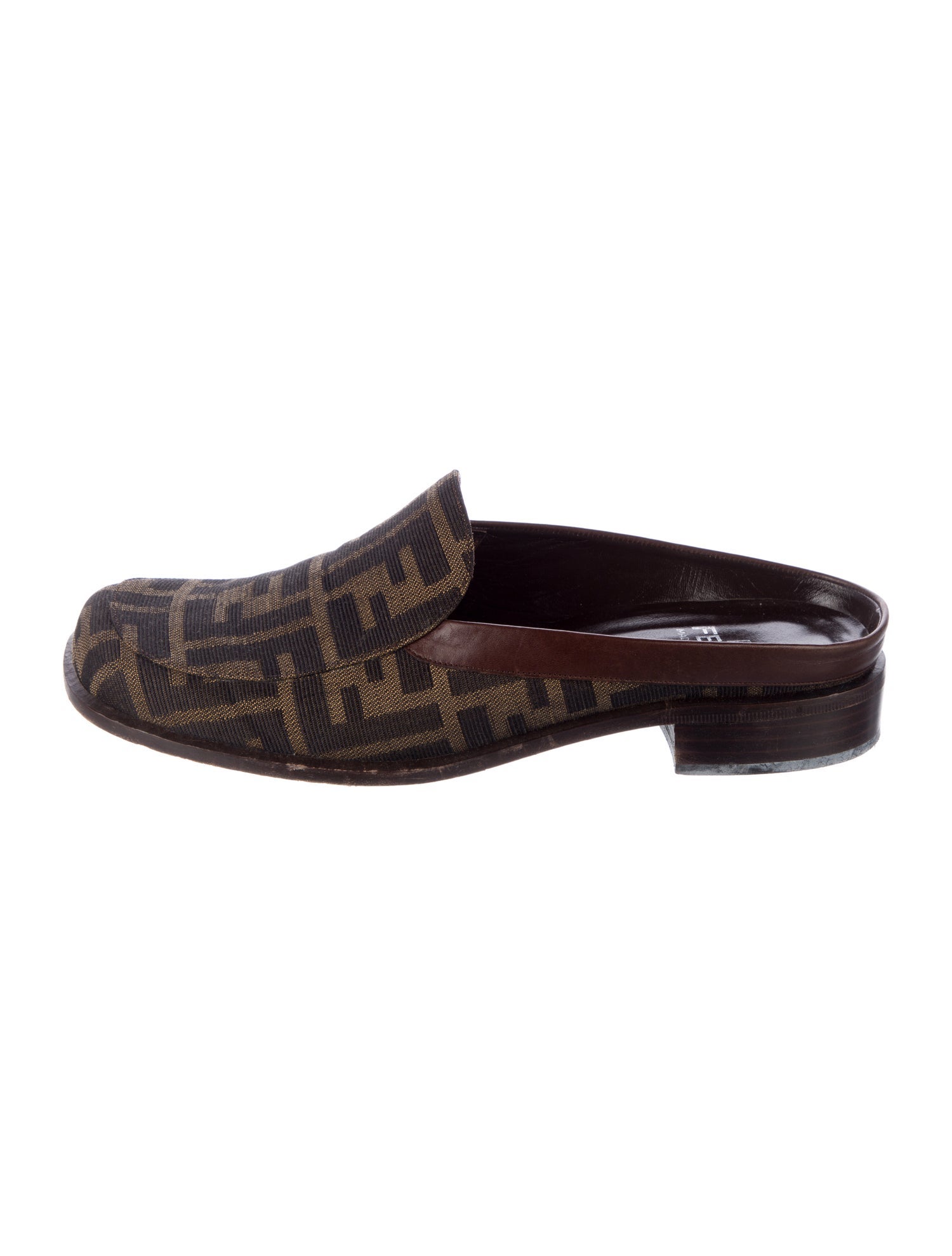Fendi Vintage Zucca FF Logo Mules