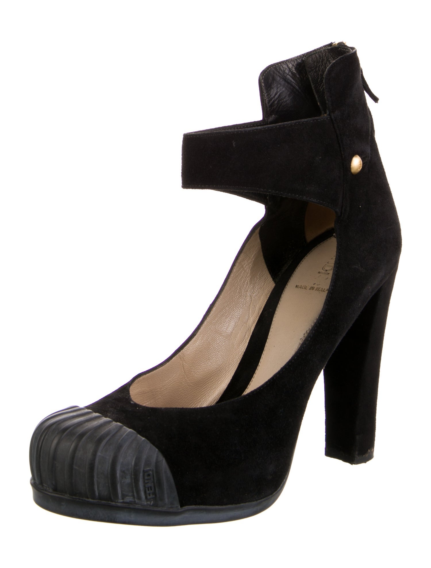 Fendi Zucca FF Logo Suede Pumps