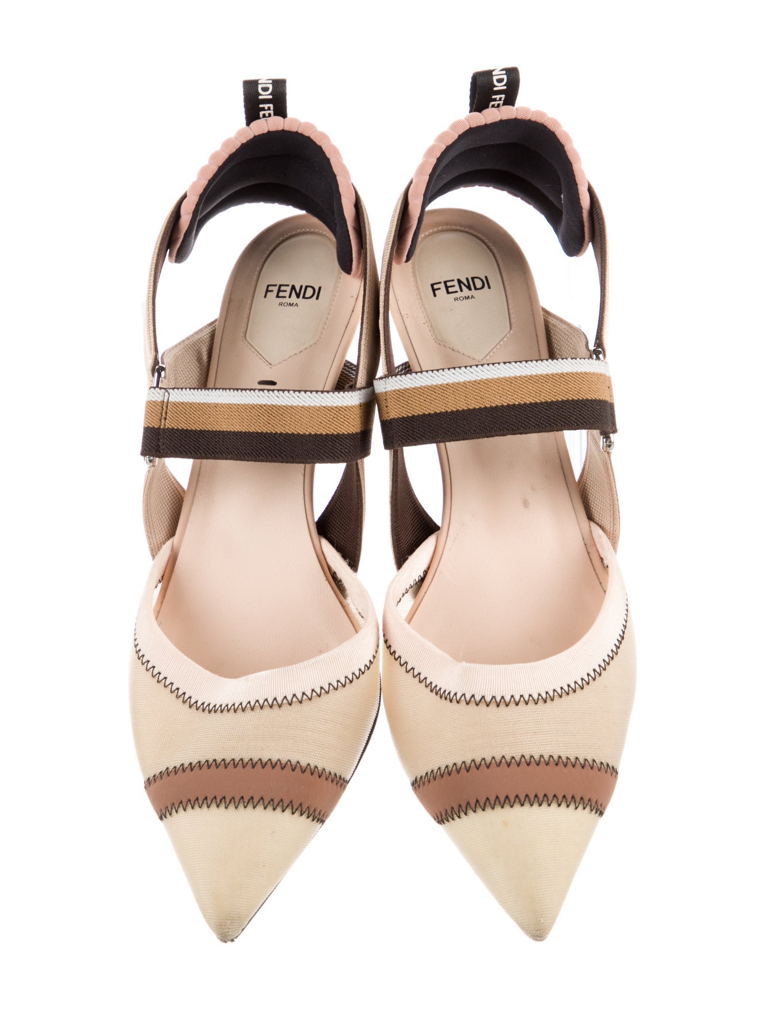 Fendi Striped Slingback Pumps