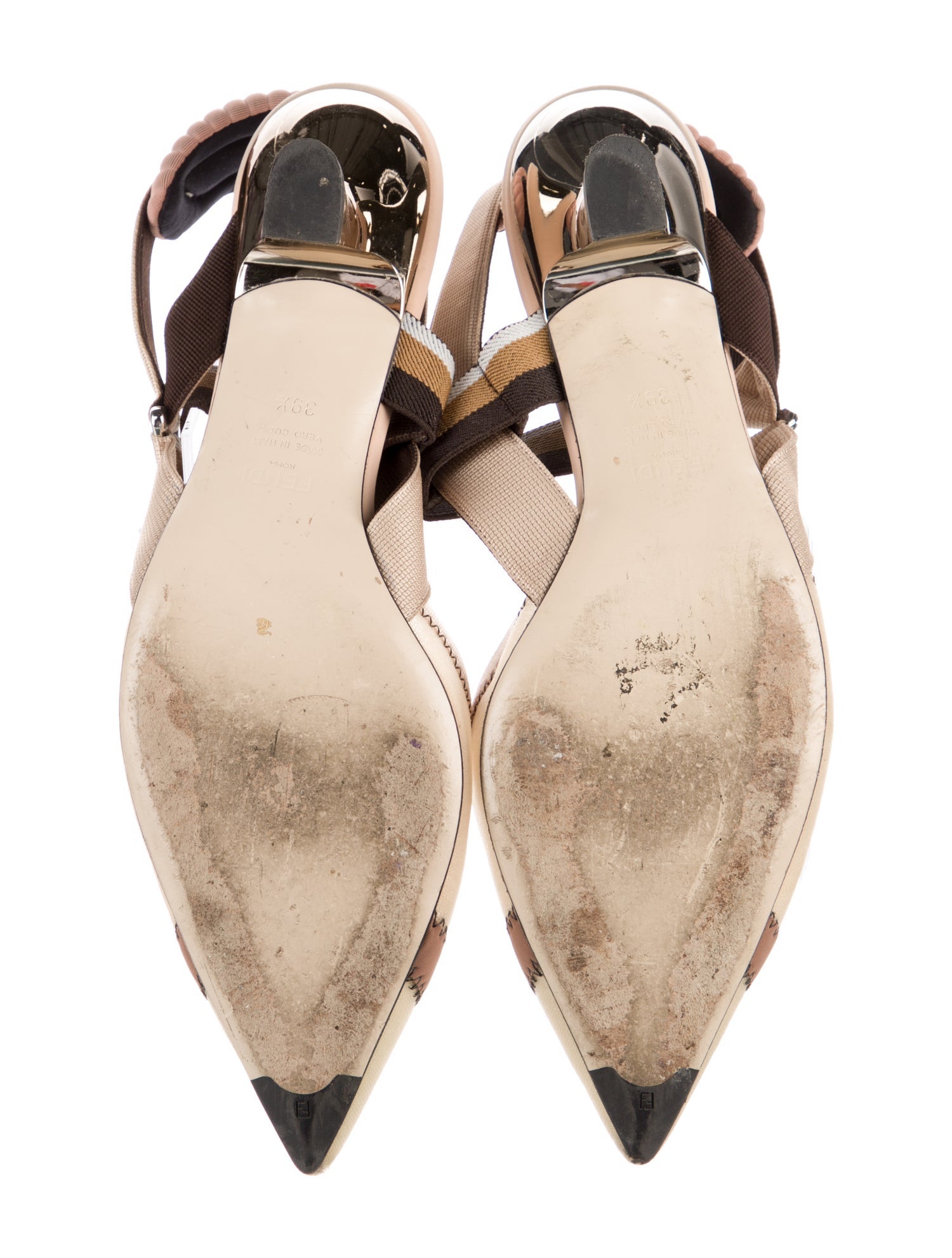 Fendi Striped Slingback Pumps