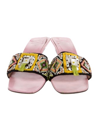 Fendi 1990's Zucca FF Logo Slides