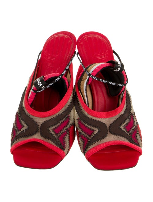 Fendi Mesh Colorblock Pattern Slingback Pumps