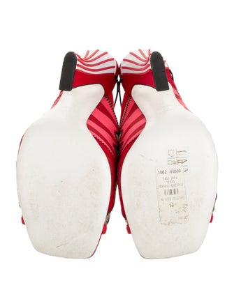 Fendi Mesh Colorblock Pattern Slingback Pumps