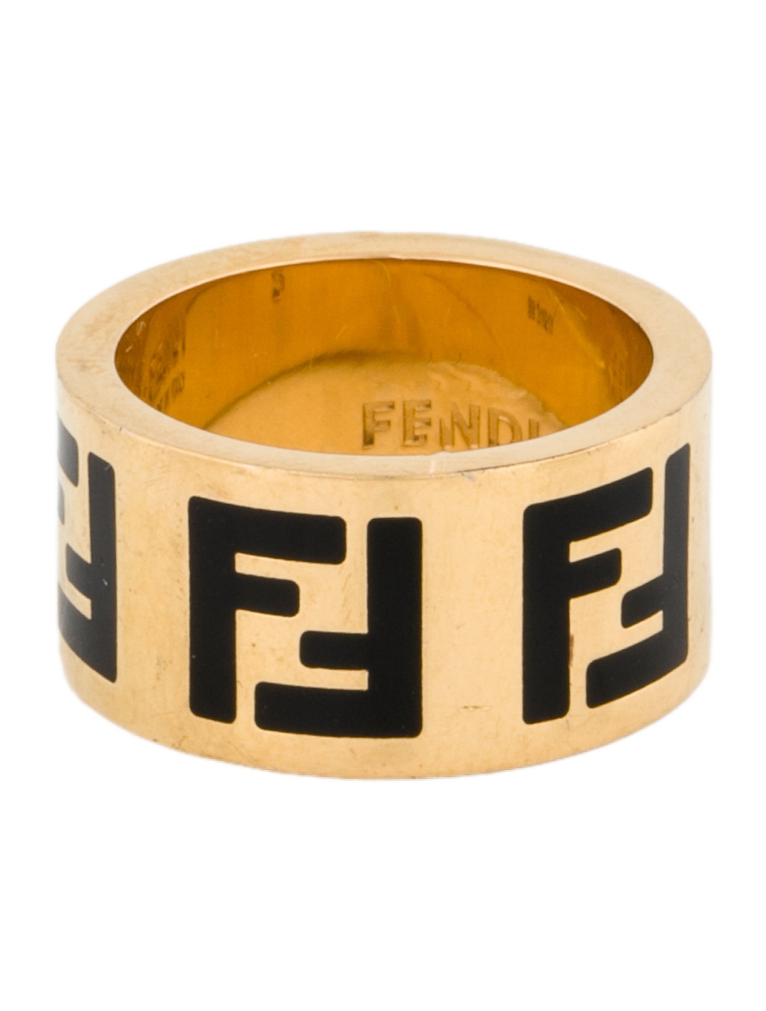 Fendi Enamel 'FF' Forever Band Ring