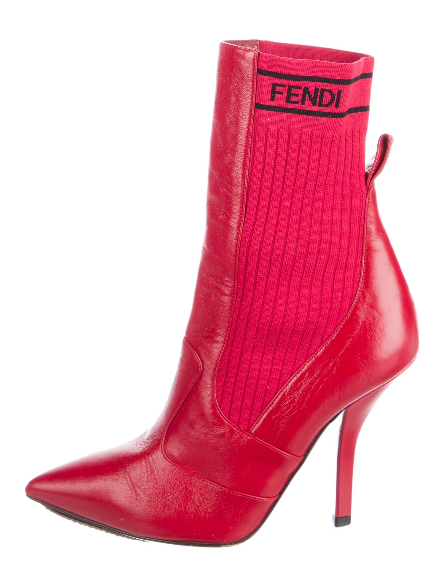 Fendi Leather Graphic Print Sock Boots